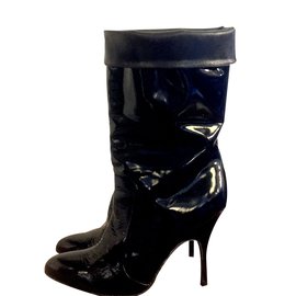 Botas Lanvin de charol negro con punta Negro
