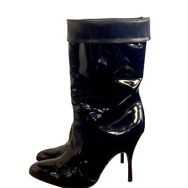 Lanvin Black Patent Leather Pointed Boots Black
