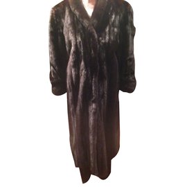 Autre Marque-lungo cappotto di visone in pura pelle-Nero