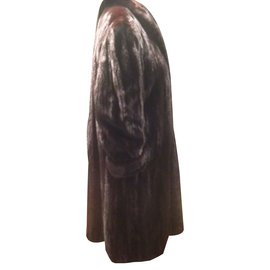 Autre Marque-langer Mantel aus reinem Nerzleder-Schwarz