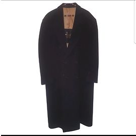 Burberry Blue Wool Coat Men L Blue