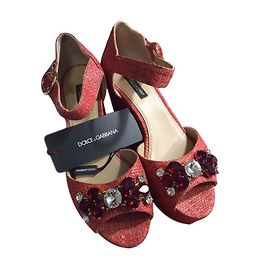 Dolce & Gabbana Orange Leather Sandals Orange