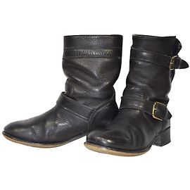 Minelli Black Leather Motorbike Ankle Boots Black