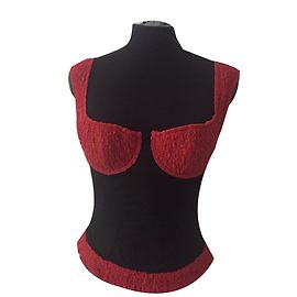 Autre Marque Top stile corsetto in seta e velluto nero e rosso Nero Rosso