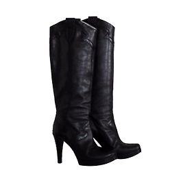 Autre Marque FREELANCE Black Leather Lizard Boots Black