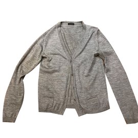 Cruciani Strickjacke aus Kaschmir und Seide Grau Grau