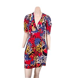 Diane Von Furstenberg Robes Multicolore Bordeaux Imprimé léopard