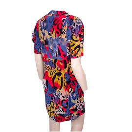 Diane Von Furstenberg-Kleider-Mehrfarben ,Bordeaux,Leopardenprint
