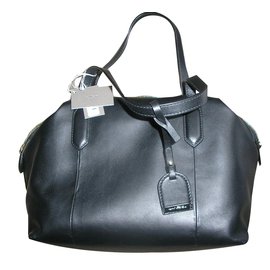 Lancel Handbag Black Leather Black