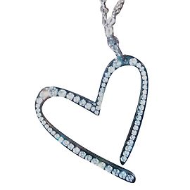 Calvin Klein Colar Longo de Aço com Pingente de Coração de Strass Prata