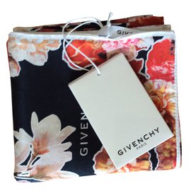 Givenchy-Foulard en sie fleurie-Multicolore