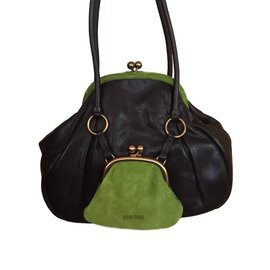 Miu Miu-Principe foderato b-Verde oliva,Marrone scuro