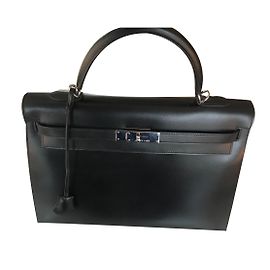 Hermès Kelly Handbag Black Leather Black