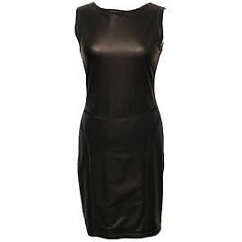 Robe noire Theory en cuir et viscose Noir