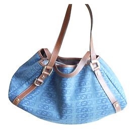 Gucci GG Handbag Blue Fabric Blue