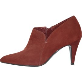 Minelli-Q194 MINELLI BOOTS A TALON NUBUCK ROUGE T.37 UK 4-Rouge