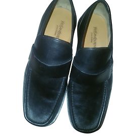 Yves Saint Laurent Schwarze Leder Herrenschuhe Schwarz