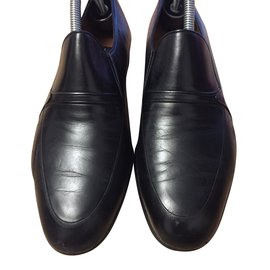 A. Testoni Black Leather Boots Black