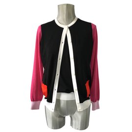 Salvatore Ferragamo Strickwaren Schwarz Pink Weiß Orange