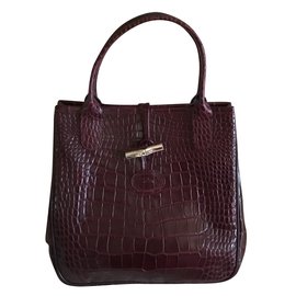 Longchamp-Handbags-Dark red