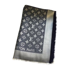 Louis Vuitton-Châle denim Monogram Vuitton-Bleu