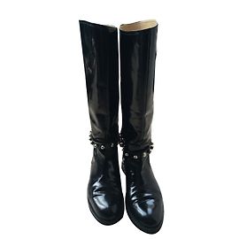 Moschino Black Leather Boots Size 40 Black
