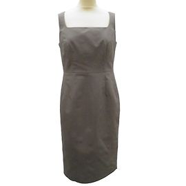 Vestido shift sem mangas de algodão cinza Aquascutum Cinza