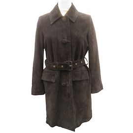 Red Valentino Navy Blue Suede Coat Navy blue