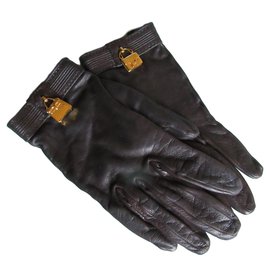 Hermès-Gloves-Dark brown
