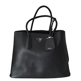 Prada Double Bag in pelle nera Vitello Nero