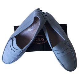 Tod's-Very clear blue suede leather loafers-Blue