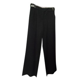 Kenzo Black Wool Pants with Button Belt Black