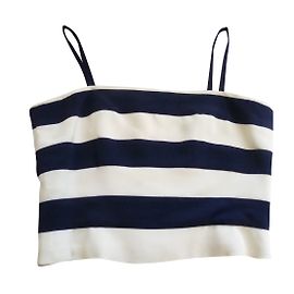 Karl Lagerfeld Striped Wool Bustier Eggshell Navy Eggshell