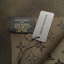 Louis Vuitton-Louis Vuitton Monogram Shawl Scarf-Marrom,Bronze