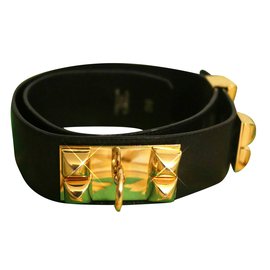 Hermès-Cinturón Collier De Chien-Negro