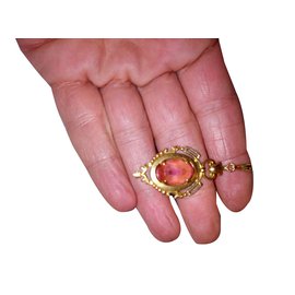 Autre Marque-collana pendente vintage-Rosa,D'oro