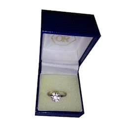 Autre Marque-Solitaire or blanc 18k et diamant-Argenté,Doré