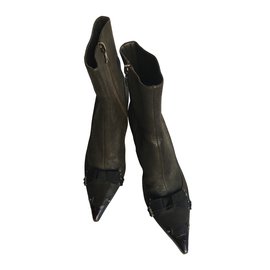Prada Ankle Boots Black Silvery Taupe Ebony