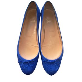 Christian Louboutin-Sonietta Flatt Watersnake-Blue