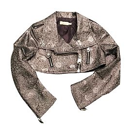 Chaqueta Biker Pinko en Brocado Plateado Plata
