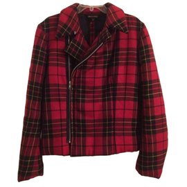 Comme Des Garcons-Comme Des Garcons Wool tartan biker jacket-Red