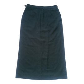 Falda larga Hermès gris lana algodón seda Gris