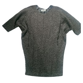 Pull Humanoid Marron Beige Détails Cuir Taille S Marron Beige