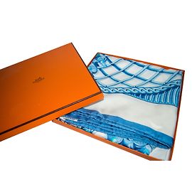 Lenço de seda Hermès azul 90 Azul