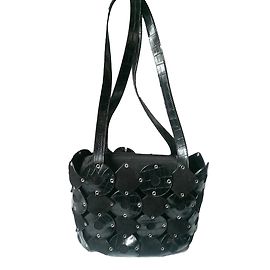 Braccialini Black Croco Style Synthetic Leather Handbag Black