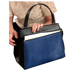 Bolsa Céline Edge em couro preto e azul Preto Azul