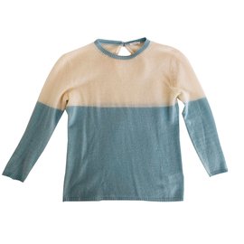 MALO 100% Kaschmirpullover Blau Beige