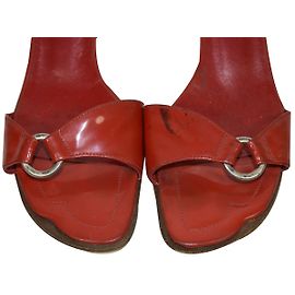 Free Lance Red Patent Leather Heeled Mules Size 37.5 Red