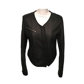 Flavio Castellani Leather Biker Jacket Black Black