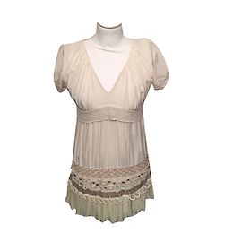 Vestido mini de seda beige Pinko Couture Beige